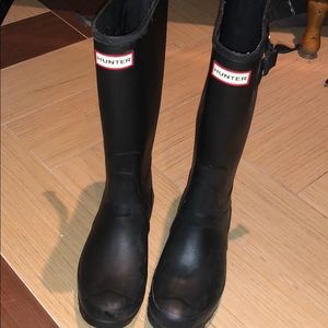 Black tall hunter rain boots